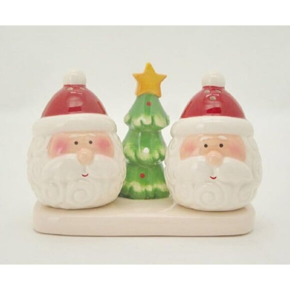 Delton Products Ceramic Santa Heads 2.3 Inches x 3 Inches Set S/P - Picture 1 of 1